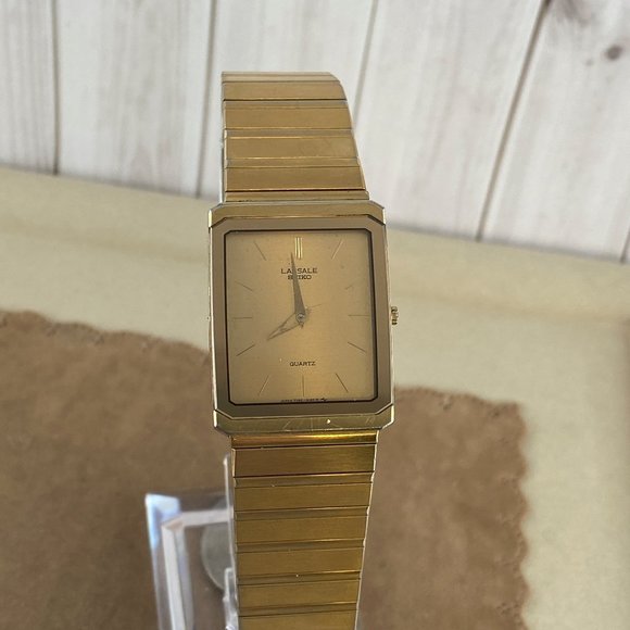 Vintage Unisex 18 Karat Heavy Gold Plated Lassale by Seiko luxury Watch - Picture 2 of 9
